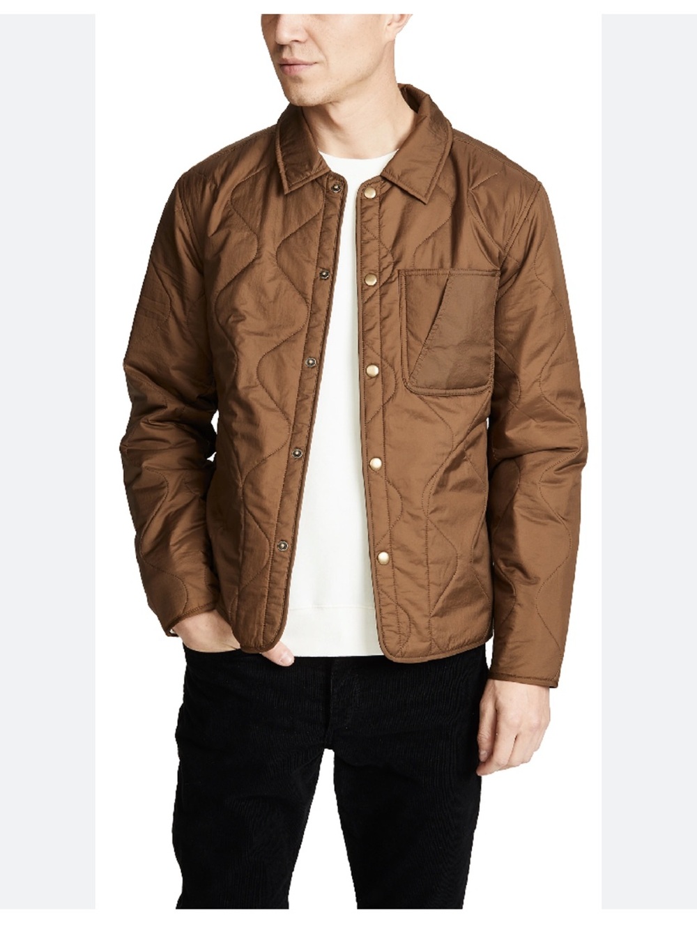 Billy Reid Onion Quilted Shirt Jacket Carmel brown lightweight size large men’s